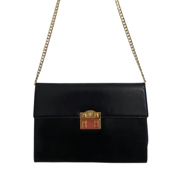 Gucci Black Leather Convertible Crossbody Bag w/ COA - Gold Hardware - Vintage - Picture 15 of 15